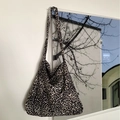 Leopard print corduroy shoulder bag with spacious tote design and wide strap style - White Leopard Print