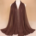 Hijab en mousseline marron foncé avec strass dorés élégants et belle finition fluide - 180x70cm / Café