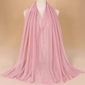 Pink breathable nylon shawl with shimmering gold thread and lightweight sheer texture - 4# Leather Red