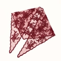 Elegant burgundy floral lace triangle scarf with intricate embroidery for weddings - 135*45cm / Red (VS769-09)