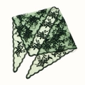 Elegant dark green floral lace triangle bridal headscarf with scalloped embroidery - 135*45cm / Green (VS769-10)