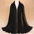 Élégant hijab noir en mousseline avec strass dorés et bordure de paillettes dorées - 180x70cm / Noir