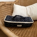 Black quilted heart storage bag with carry handle for hair dryer and styler tools - Black