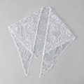 Weißer Nylon-Spitzenschal mit floraler Paisley-Stickerei und Wellenkanten - 130x50cm / Weiß