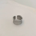 Detailed view of silver matte irregular wavy wide band adjustable open ring for women - Silver Matte Wide Band Ring