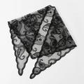 Eleganter schwarzer Dreiecksschal aus Spitze mit feiner Blumen- und Paisley-Stickerei - 130x50cm / Schwarz