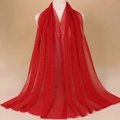Breathable red pleated scarf with gold silk thread and lightweight drape for women - 8# Bright Red
