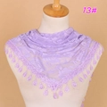 Elegant light purple floral lace triangle scarf with delicate scalloped drop pendant edges - 13# Light Purple