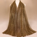 Elegant gold metallic pleated scarf with shimmering wire texture on a model - Golden Style (17#)
