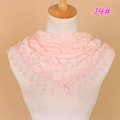 Lace rose triangle scarf in light pink with decorative crochet droplet trim - 14# Light Pink