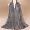 Elegant silver pleated scarf with metallic thread finish on mannequin for evening wear - 23# Yellow