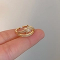 Elegant gold double-layered open ring featuring a sparkling star zircon inlay design - Star Double Layer Hollow Zircon Ring / Gold