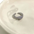 Double-layer silver twist ring with shimmering cubic zirconia pavé in a ceramic dish - Double Layer Wrap Sparkling Diamond Style / Silver