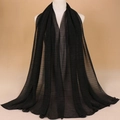 Elegant black pleated nylon scarf with subtle gold thread for women's fashion wear - Pure Black Style (16#)