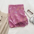Pink paisley pashmina scarf with stylish tassels and soft ribbed knitted texture - Pink