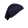 Navy blue pleated modal undercap hijab bonnet with soft elastic knit fabric - Navy Blue