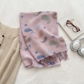 Pink paisley pashmina scarf with fringes and elegant knit texture in a lifestyle layout - Lotus Pink