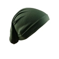 Dark green modal cotton hijab under-cap with breathable knit texture and pleated back - Army Green
