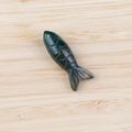 Handcrafted moss agate fish pendant with natural green stone texture for jewelry making - India Agate