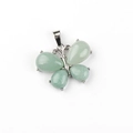 Silver butterfly necklace pendant with light green natural stone wings inlay - Pendant Only (Without Chain) / Green Aventurine