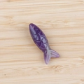 Natural purple amethyst fish pendant with hand-carved scales for DIY jewelry making - Purple Crystal