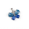 Blue natural stone butterfly pendant with silver alloy setting for DIY necklaces - Pendant Only (Without Chain) / Lapis Lazuli