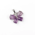 Natural amethyst butterfly pendant with purple gemstones and silver metal base - Pendant Only (Without Chain) / Amethyst