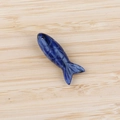 Lapis Lazuli fish pendant charm for DIY jewelry with detailed fish scale carvings - Blue Spot Stone