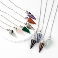 Pendenti conici in pietra naturale ametista e quarzo per yoga meditazione e benessere - Stile Multicolore Casuale