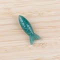 Green aventurine fish pendant with detailed scale carving and top drill hole - Green Aventurine