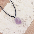 Natural purple raw crystal pendant with black woven cord on vintage background - Pendant Only / Amethyst Cluster