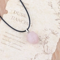 Irregular raw rose quartz pendant necklace with black woven rope cord for women - Pendant Only / Rose Quartz