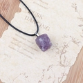 Natural purple amethyst raw stone pendant with black cord on vintage paper background - Pendant Only / Amethyst