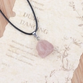 Minimalist raw rose quartz pendant necklace with adjustable black woven cord strap - Orange Salt Stone