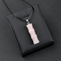 Roze kwarts bamboe hanger met zilveren sluiting en zwarte koordketting voor geluk - Alleen Hanger / Rozenkwarts