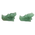 Paire de statues de crâne de dragon en quartz aventurine verte sculptées à la main - Aventurine Verte