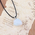 Irregular light blue natural crystal stone pendant necklace with silver metal clasp - Opal (Synthetic)