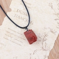 Natural raw red jasper stone pendant necklace with adjustable black braided cord - Red Jasper