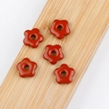 Perline fiore in diaspro rosso a cinque petali con foro centrale per gioielli DIY - Diaspro Rosso (Singola Perla)