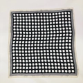 Square faux silk scarf featuring black white polka dots and beige contrast border - Black with White Dots / 70*70cm