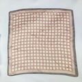 Pink silk-like square scarf with white polka dots and grey striped border - Pink / 70*70cm