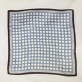 Elegant light blue square silk scarf with white polka dots and dark brown border - Sky Blue / 70*70cm