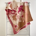Sciarpa vintage simil-cachemire con motivo floreale bordeaux e dettagli in frangia corta - Viola Marrone