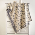 Beigefarbener Jacquard-Schal mit grauem Blumenmuster und dekorativen Fransenrand - 70-180CM / Himmelblau