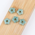 Five-petal flower shaped green natural stone beads for DIY jewelry making and crafts - Amazonite (Single Bead)