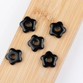 Set of 5 black flower-shaped natural stone beads for DIY jewelry with glossy finish - Obsidian (Single Bead)