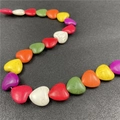 Mixed color heart-shaped turquoise stone beads for DIY jewelry making and bracelets - Mixed Turquoise (1 Strand)