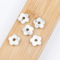 White marble flower beads with gray veins for DIY jewelry making five pieces set - Howlite (Single Bead)