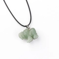 Green natural stone bear pendant necklace with black woven cord and silver metal clasp - Green Aventurine 1pc