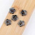 Five-petal flower shaped natural labradorite stone beads for DIY jewelry making - Black Flash Stone (Single Bead)